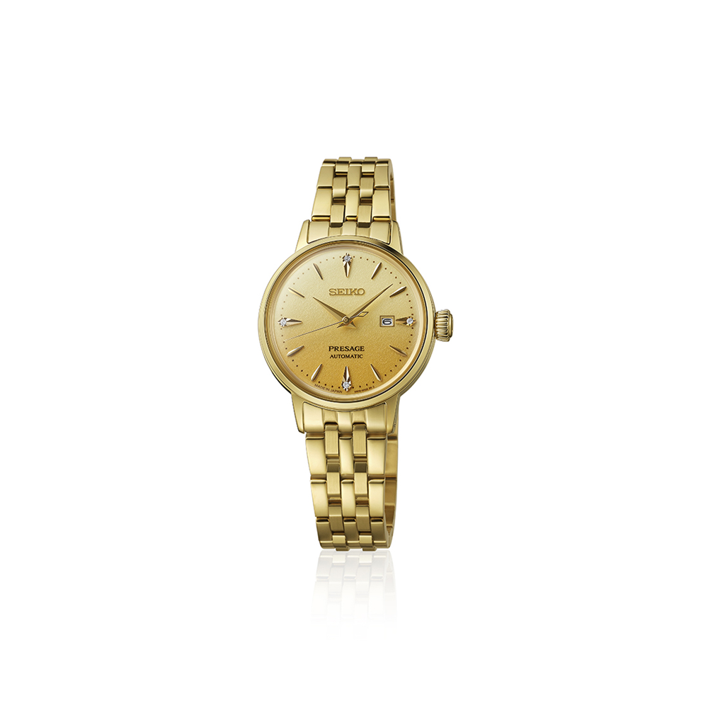 Seiko Presage Cocktail Time 'Eggnog' Gold Ombre Dial Watch Diamonds SRE018J