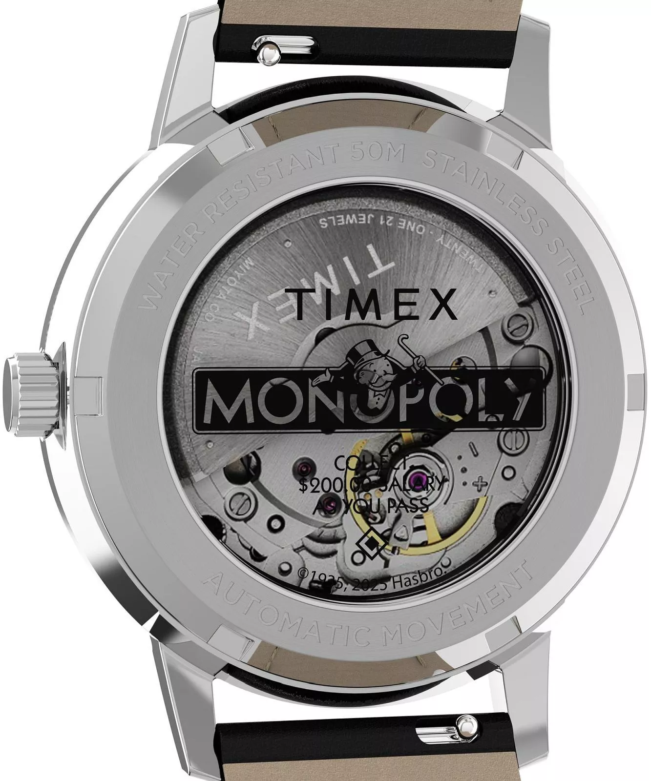 Timex Lab x Monopoly Collab Marlin Automatic Silver Dial 40mm Leather Band TW2Y46900
