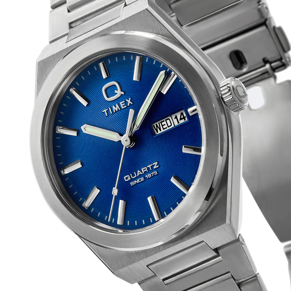 Timex Q Continental Stainless Steel Band Blue dial Quartz TW2Y25100