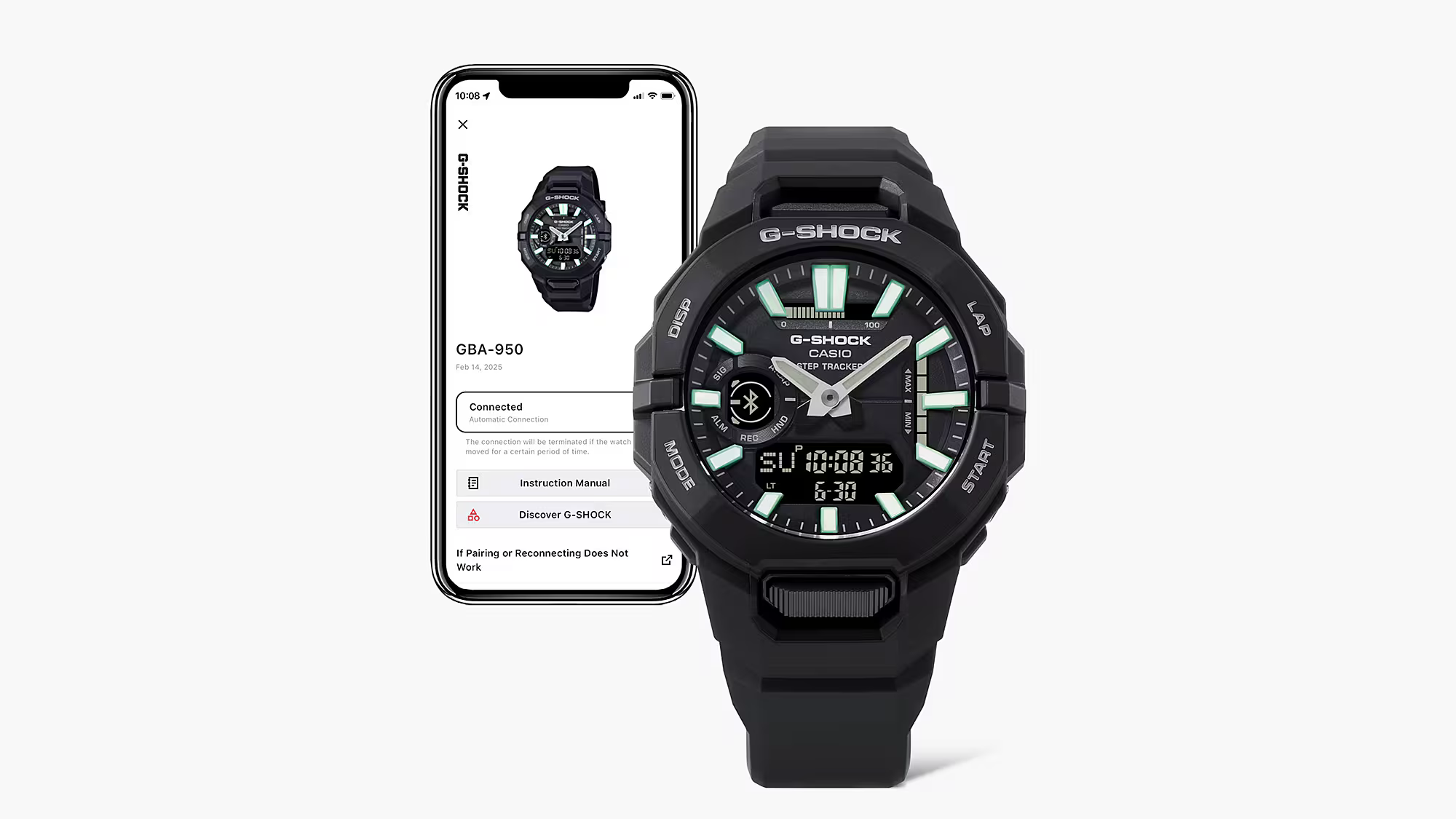 G-Shock Bluetooth Black Resin Band Strava Watch GBA950-1A