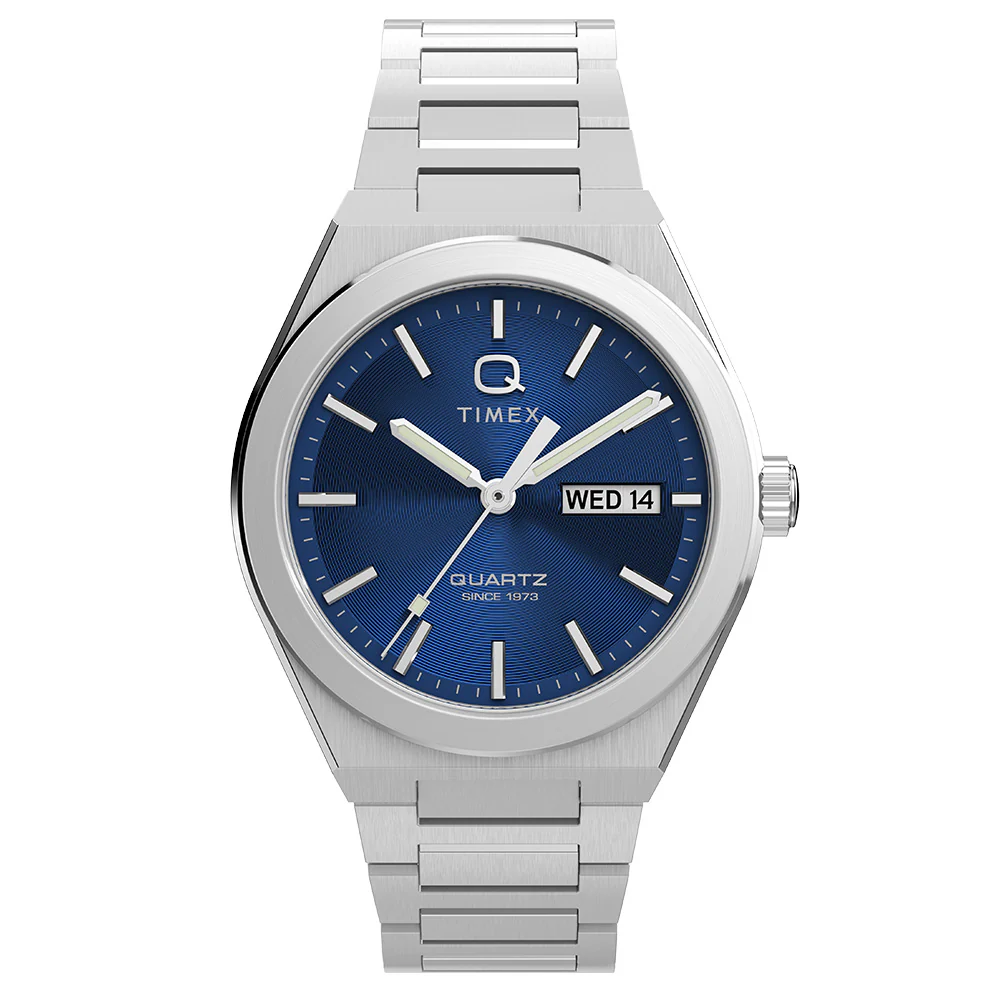 Timex Q Continental Stainless Steel Band Blue dial Quartz TW2Y25100
