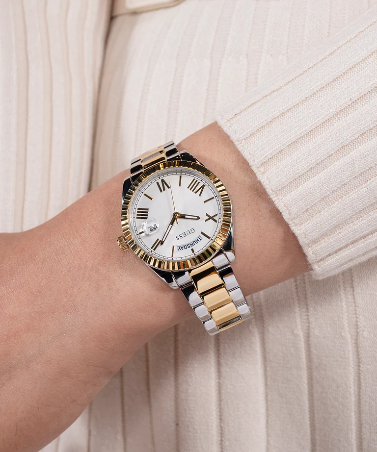 Guess Ladies Two-Toned Luna Day-Date Watch GW0308L6