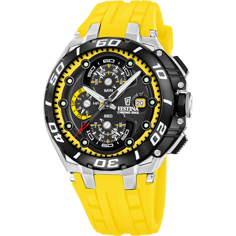 Festina ChronoBike Black Dial Yellow Rubber Strap Men's Watch F20755/5