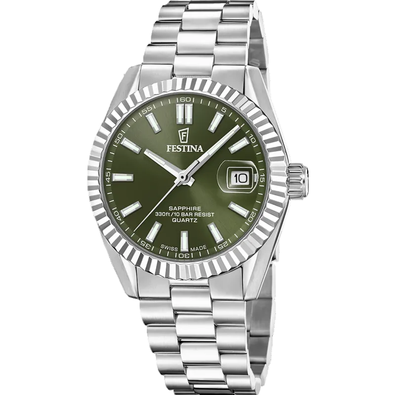 Festina Swiss Made Green Dial Stainless Steel Men's Watch F20084/C