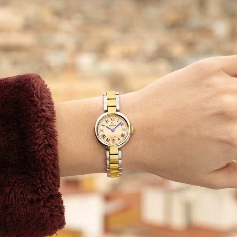 Festina Mademoiselle Gold Dial Two Tone Stainless Steel Women's Watch F20785/2