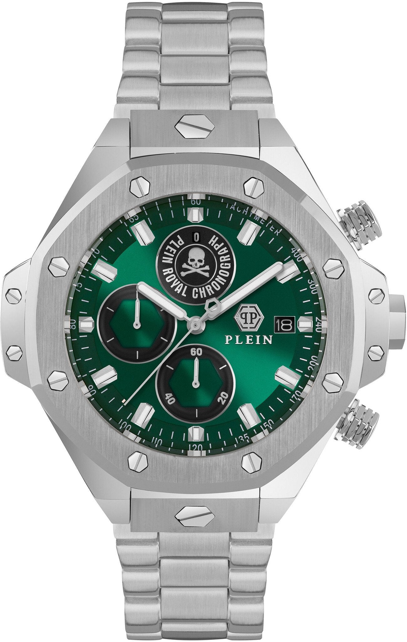 Philipp Plein Chrono Royal Green Dial Stainless Steel Watch PWLFA0425