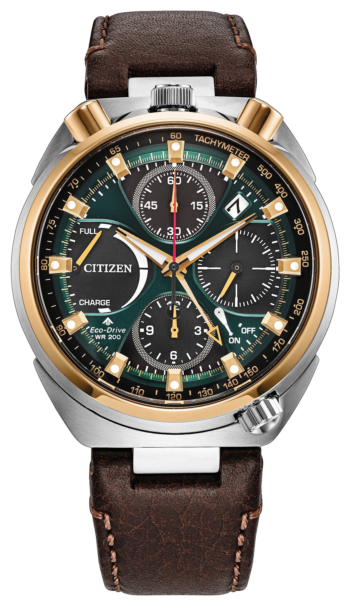 Citizen Promaster Tsuno Chrono Racer AV0104-06W, green dial, brown leather strap