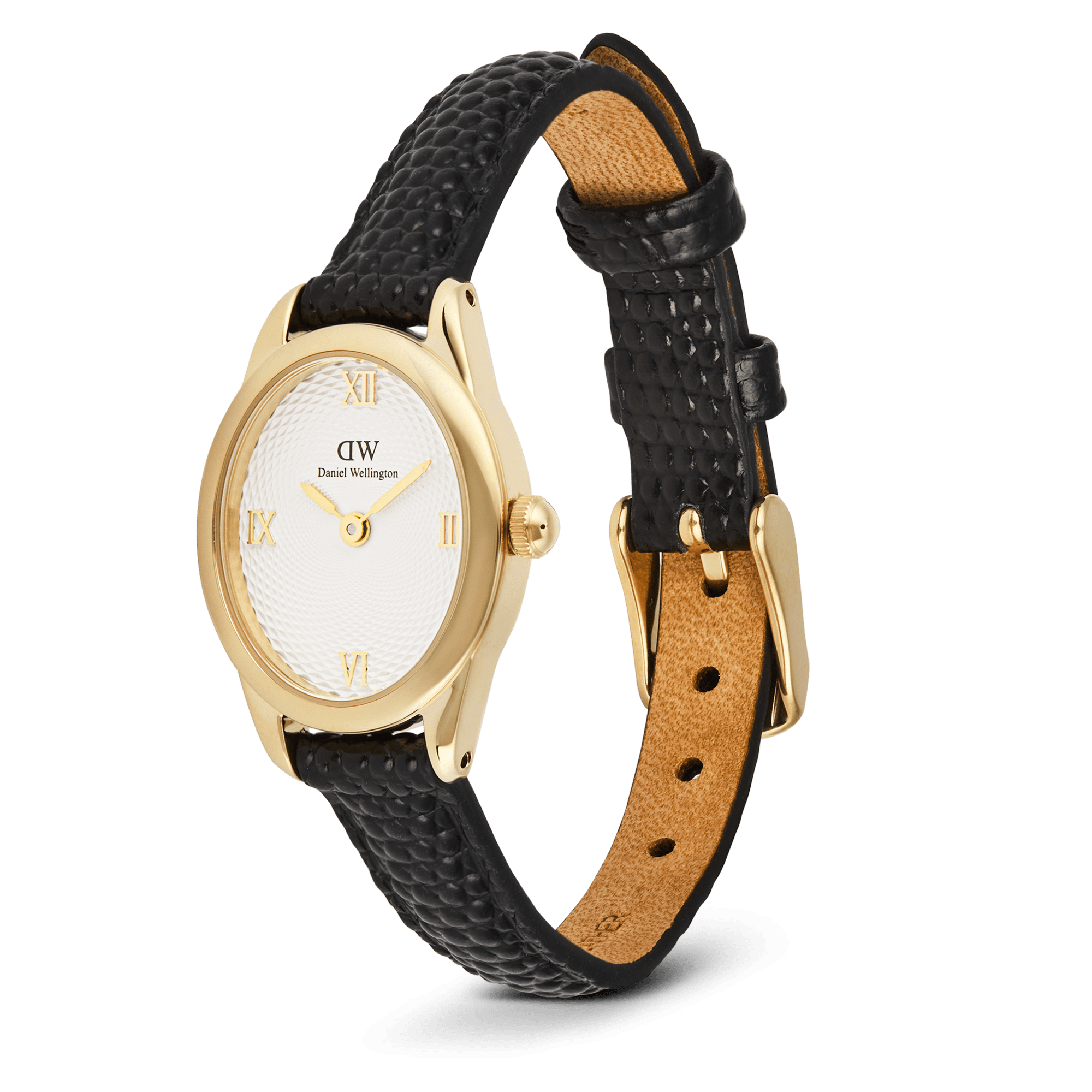 Daniel Wellington Ophelia Mini Black Lizard White Guilloché Gold DW00100890