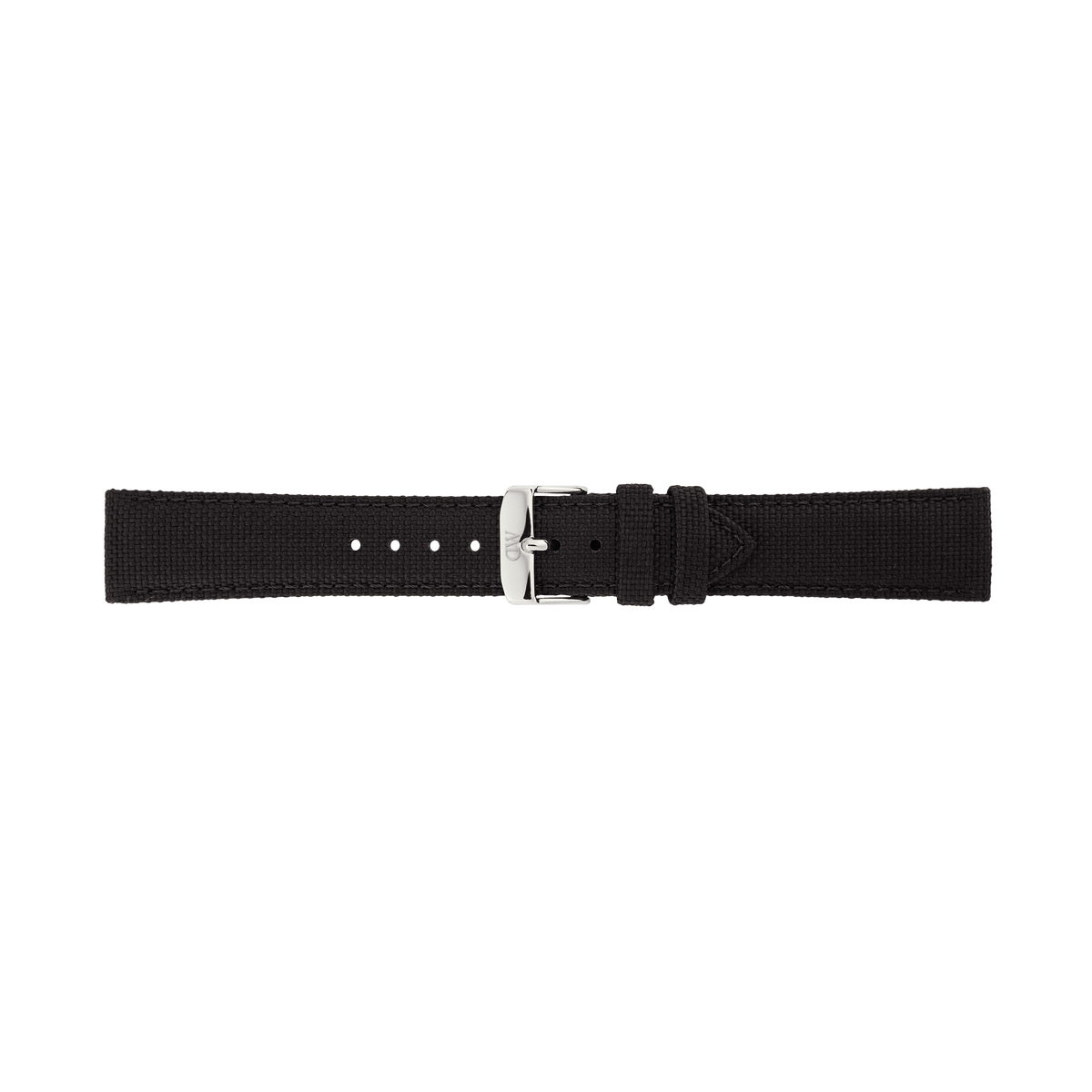 Daniel Wellington Black Canvas Strap Silver nylon canvas watch strap with recycled stainless steel pin buckle