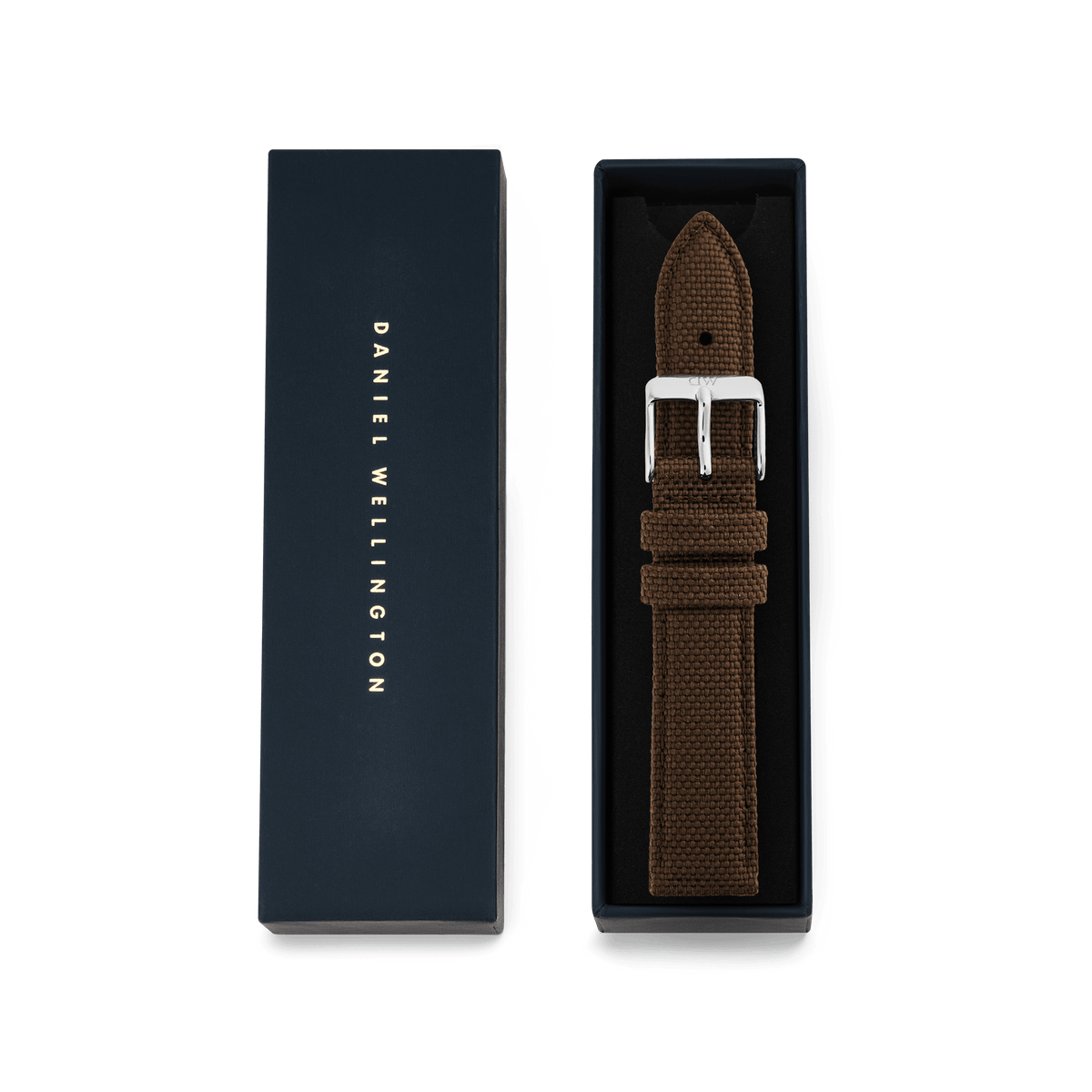 Daniel Wellington Brown Canvas Strap Silver nylon canvas watch strap with recycled stainless steel pin buckle
