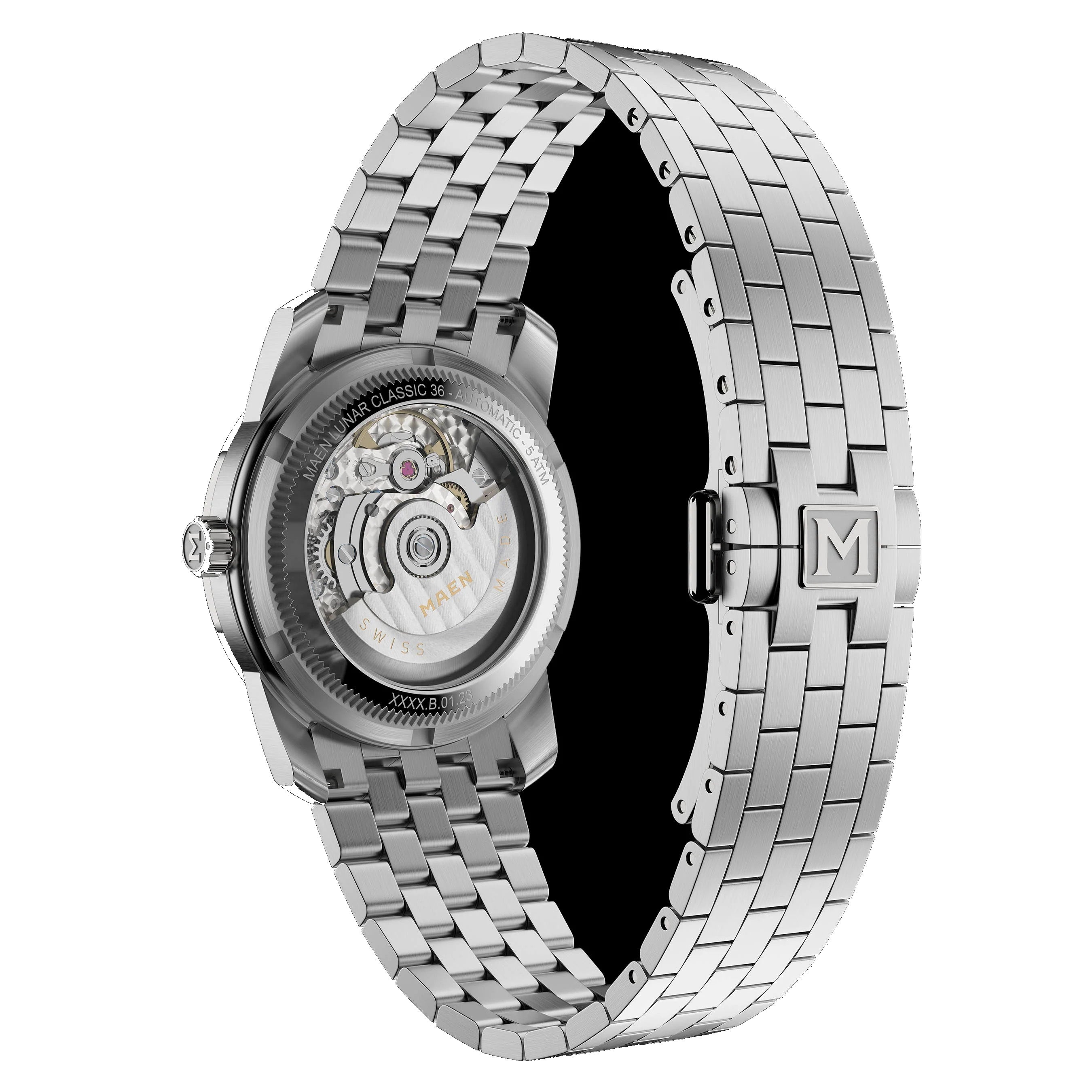 MAEN MAEN Lunar Classic 36 White Dial Moonphase Automatic Watch M7.1.1 - TG Product