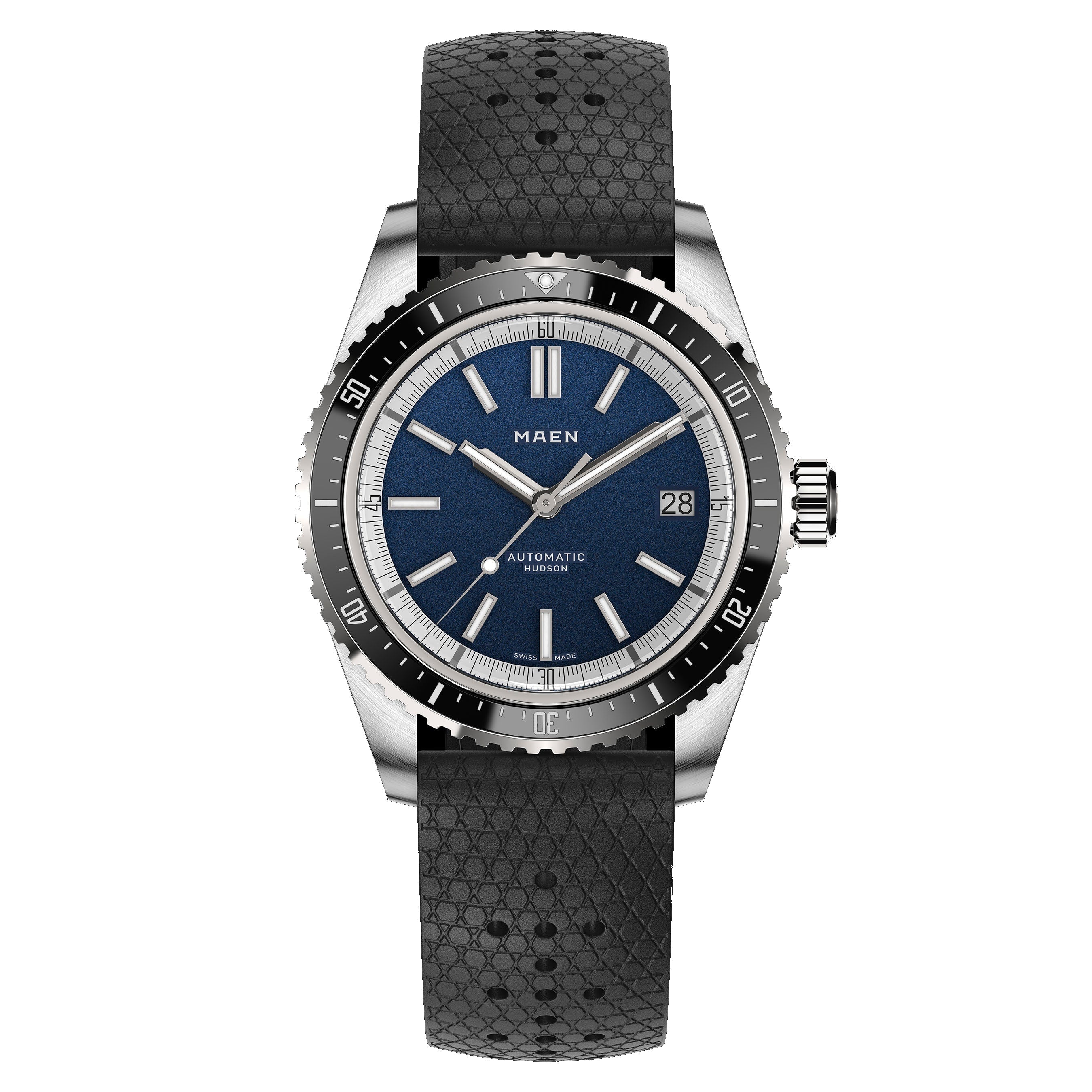 MAEN MAEN Hudson 38 MK5 Blue Dial Date Automatic Watch M1.1.6 - Front Blue Date strap