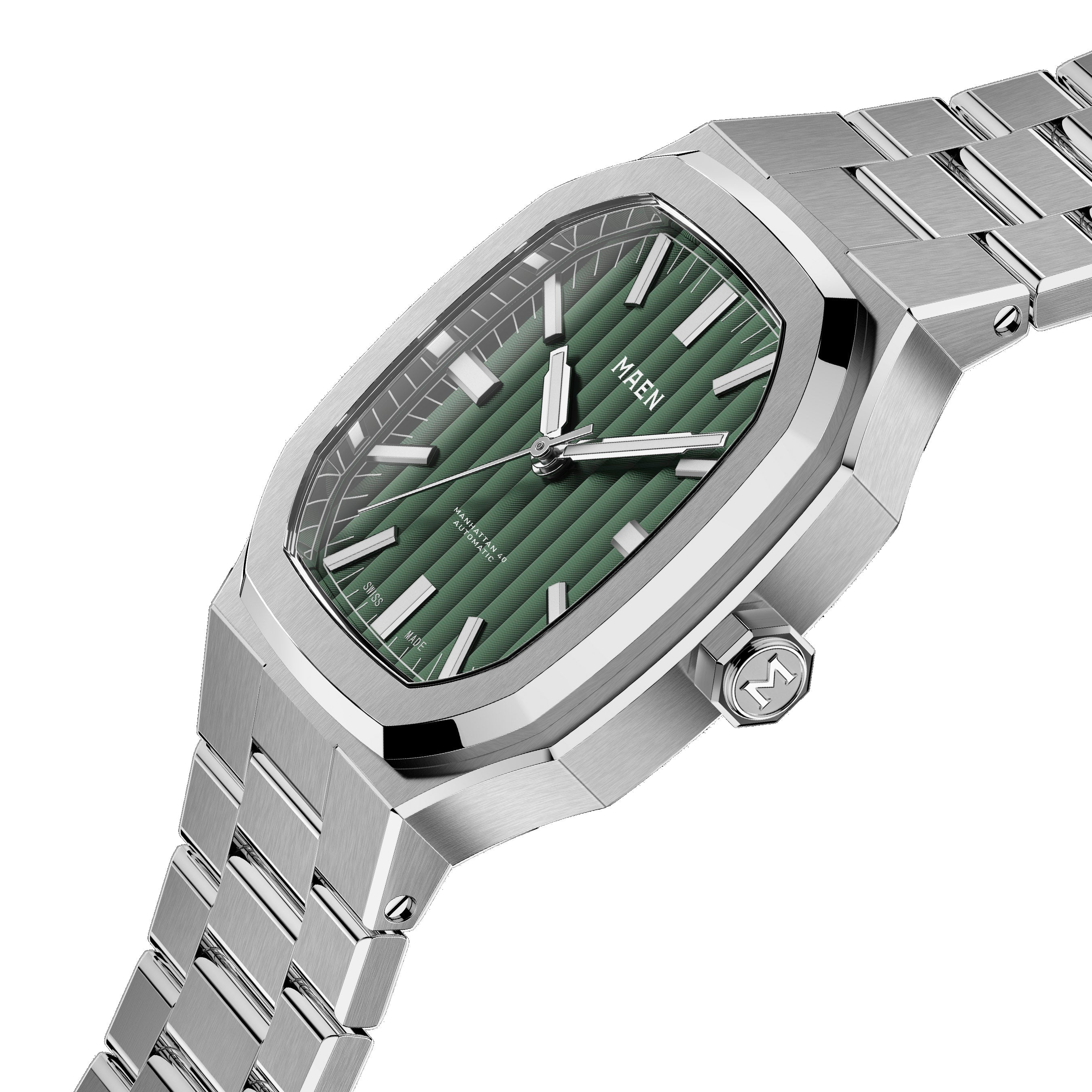 MAEN MAEN Manhattan 40 Green Dial No Date Automatic Watch M3.1.6 - Green overhead nodate