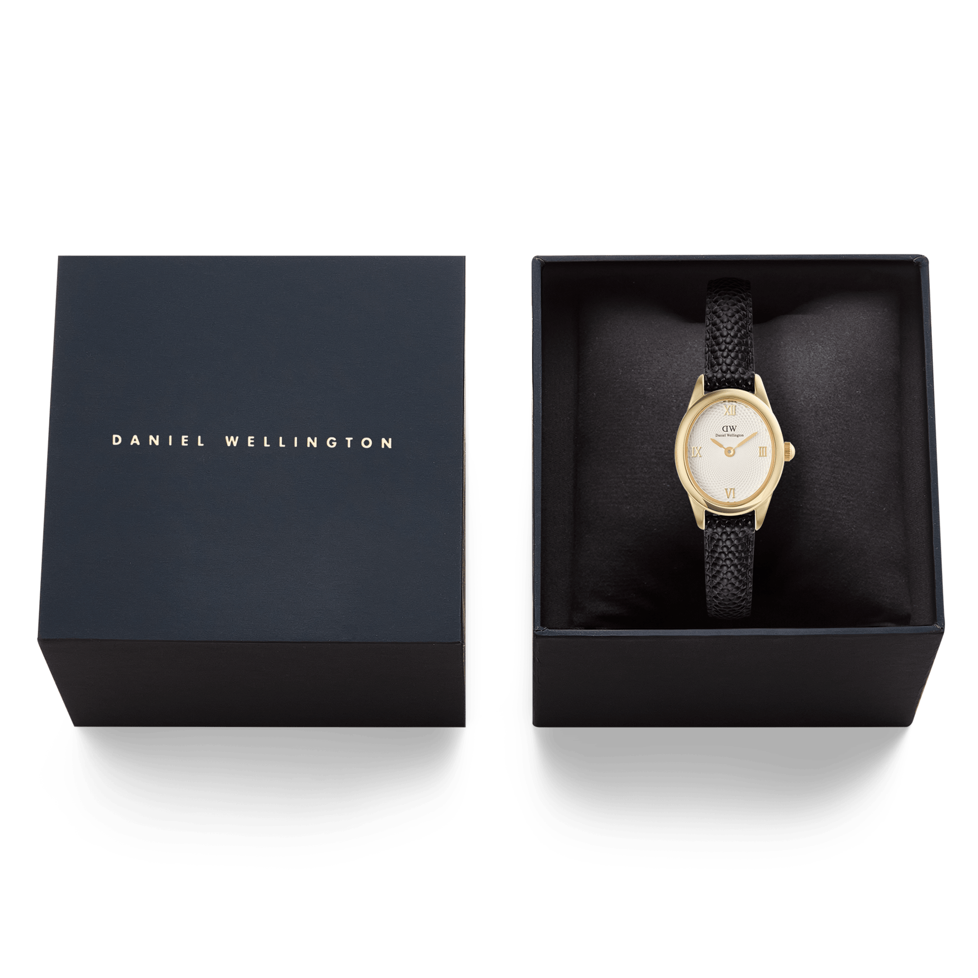 Daniel Wellington Ophelia Mini Black Lizard White Guilloché Gold DW00100890