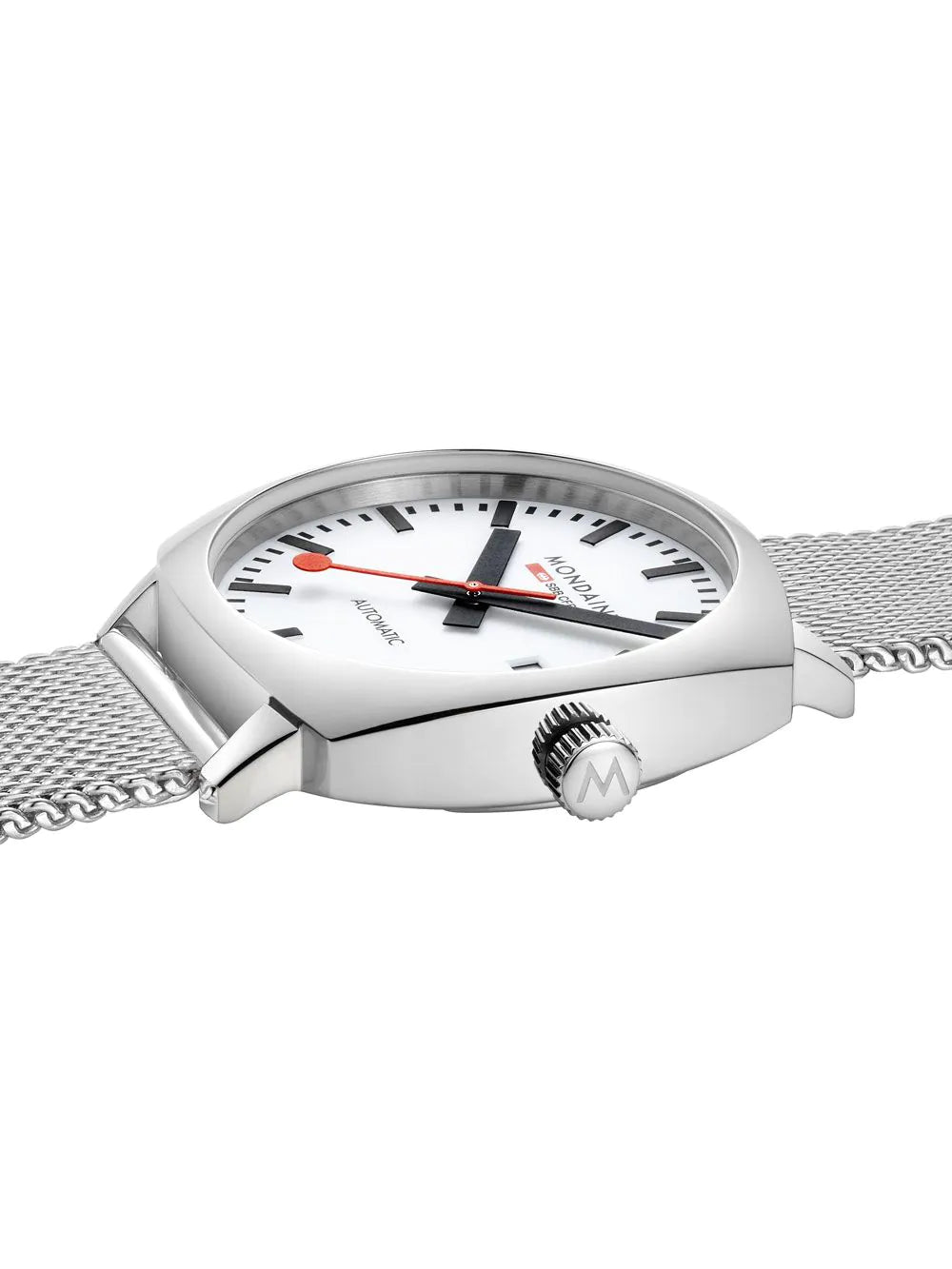 Mondaine Cushion Automatic White Dial Stainless Steel Watch MSL.3961B.SM