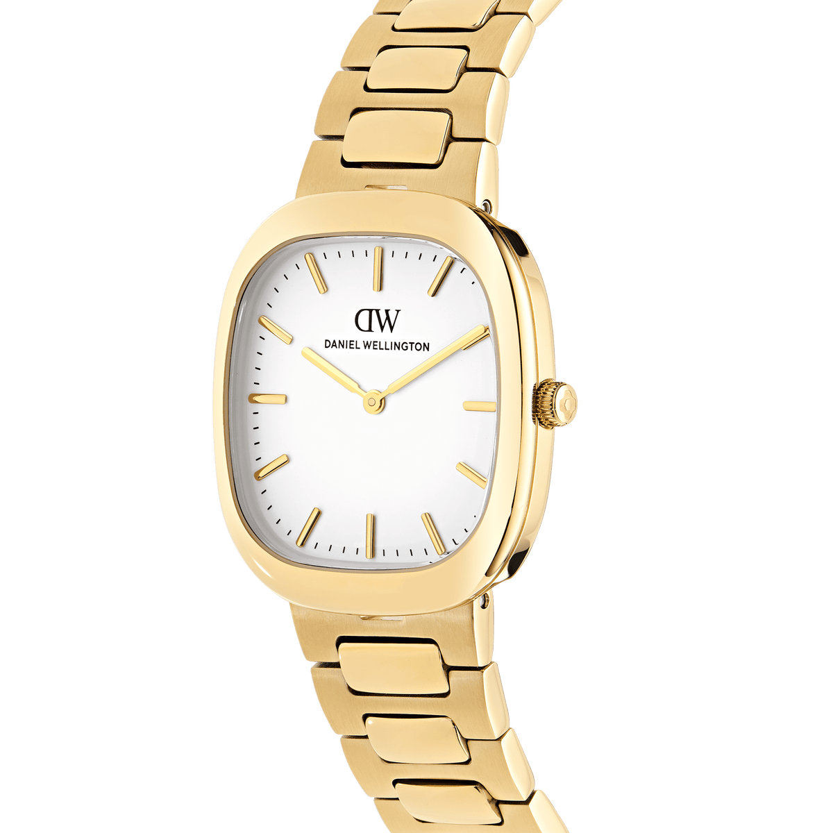 Daniel Wellington Cort H-Link White Gold DW00100985 men's watch with white sunray dial and gold link strap