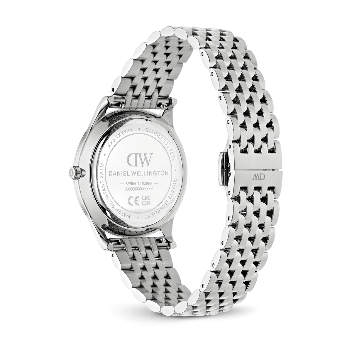 Daniel Wellington Pathfinder 7-Link Arctic Silver DW00100983 men's watch with blue sunray dial and silver link strap