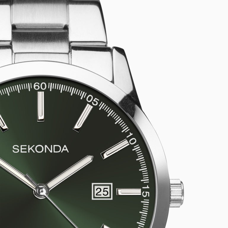 Sekonda Mens Stainless Steel Watch SK1946 Green Dial Durable Timepiece