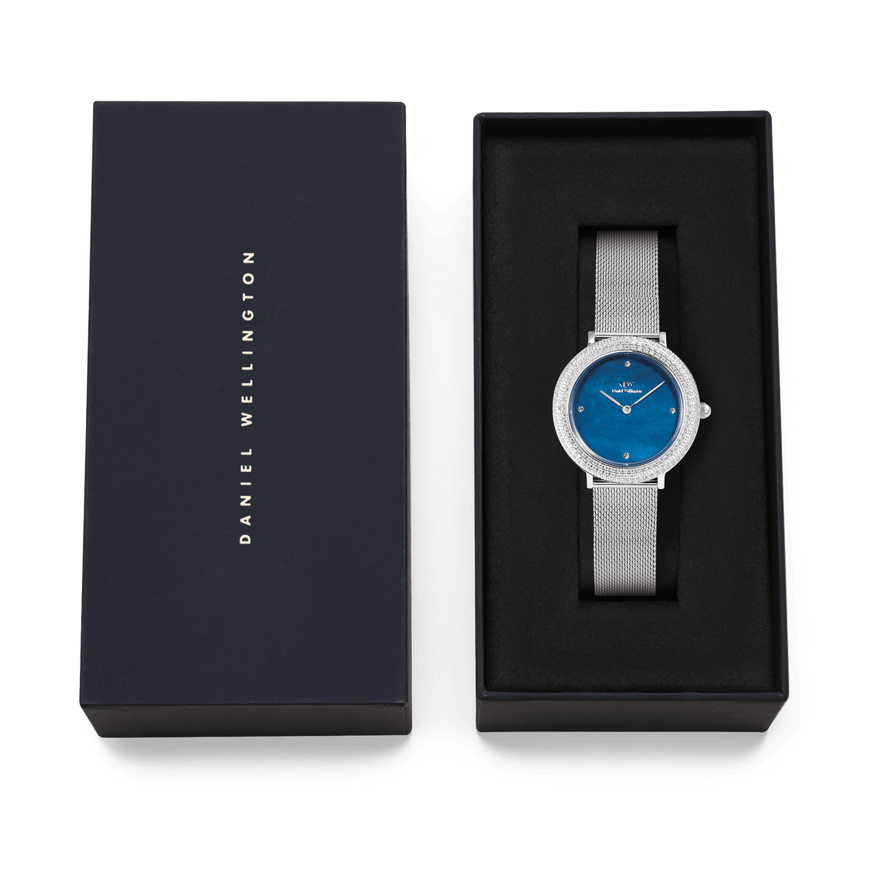 Daniel Wellington Crystalline Bezel Sterling Blue Dial Watch DW00100825