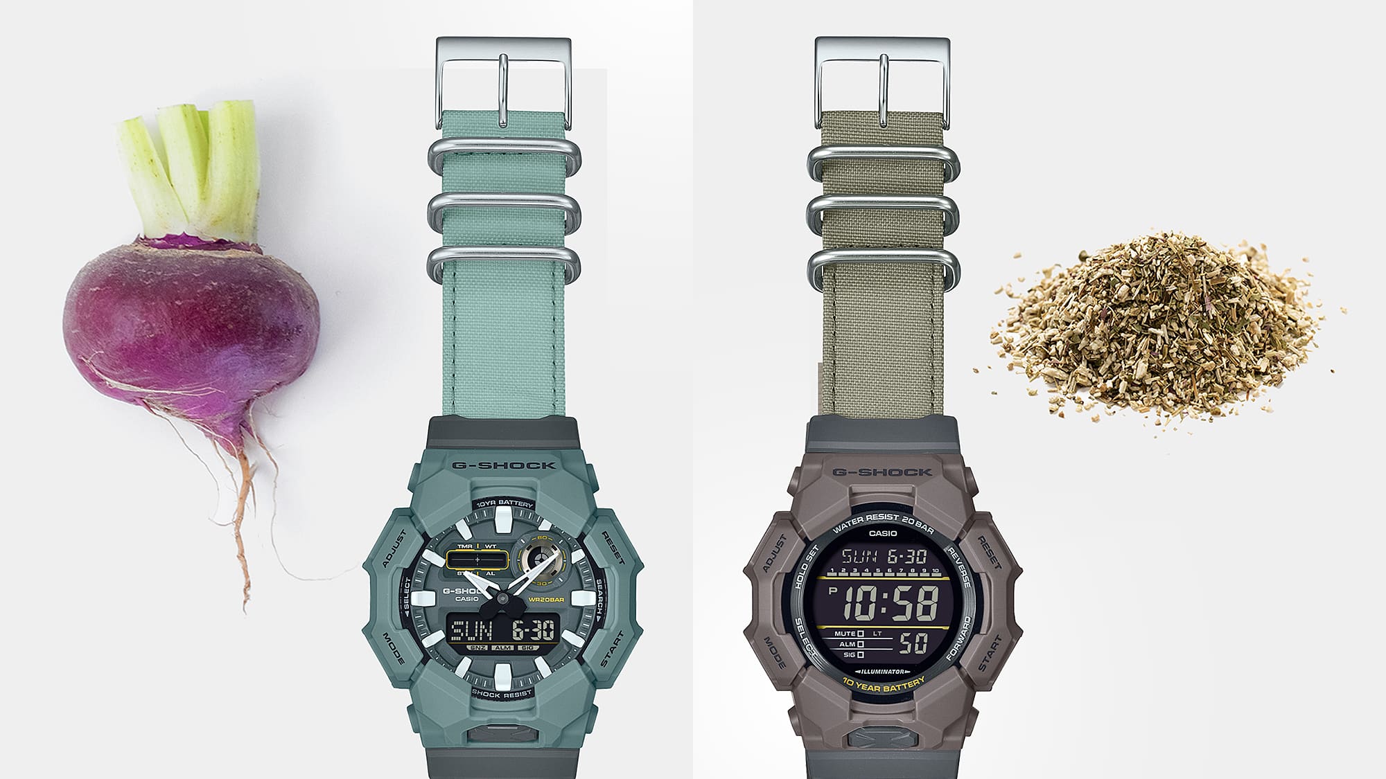 G-Shock Digital Black Dial Green Fabric Band Watch GD010CE-5D