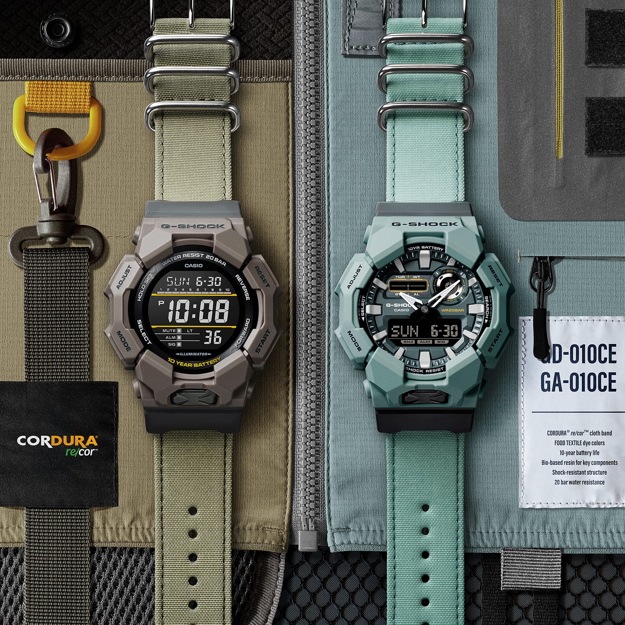 G-Shock Digital Black Dial Green Fabric Band Watch GD010CE-5D
