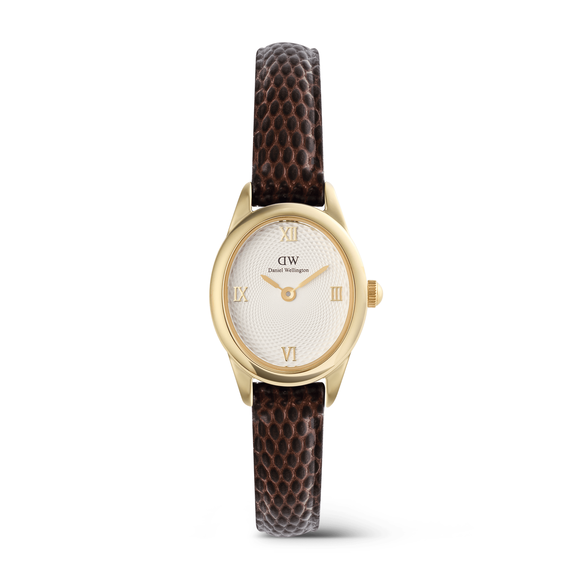 Daniel Wellington Ophelia Mini Dark Brown Lizard White Guilloché Gold DW00100891