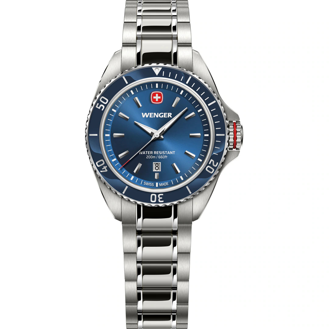 Wenger Executive 34mm Blue Dial Stainless Steel 200M Women's Watch 01.2021.102