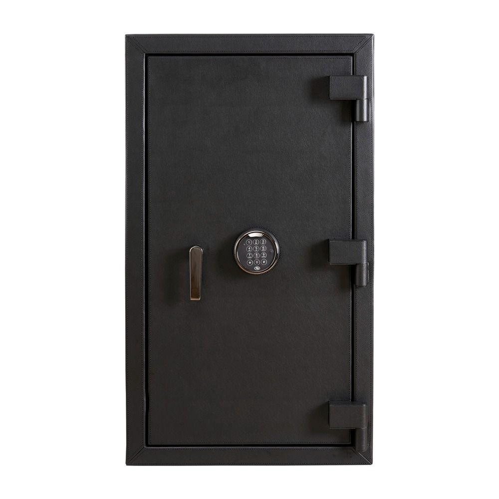 WOLF Athos 16 Piece Watch Winder Safe in Black, front view with the door closed