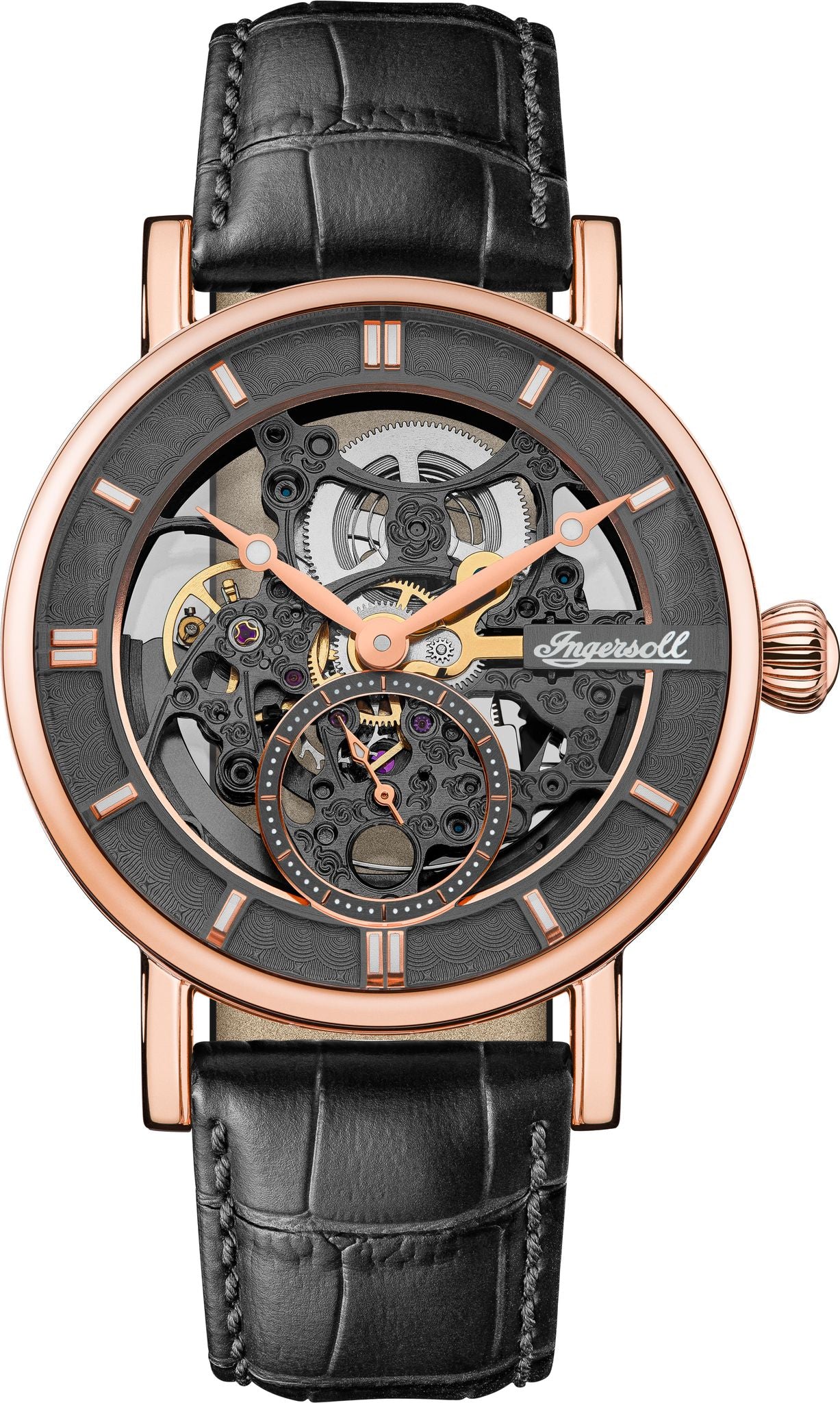 Ingersoll Herald Automatic Skeleton Black Watch Watch Direct