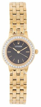 Citizen Quartz Stainless Steel Black Dial Ej6103-53E Womens Watch