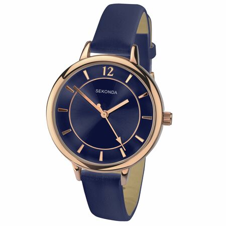 Sekonda Rose Gold Case Blue Strap Womens Watch