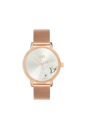 Jag Miafloral Rose Gold Mesh Womens Watch