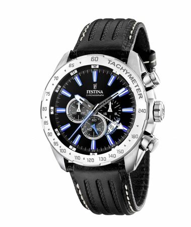 Sleek Festina Chrono Sport Quartz Men's Watch with Silver Stainless Steel Case and Black Rubber Strap
