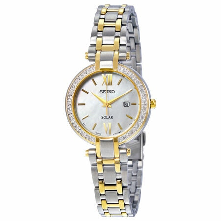 Solar Mother Of Pearl Two-Tone Womens Watch