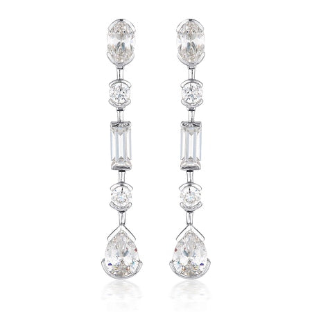 Georgini Mosaic Long Drop Earrings Silver