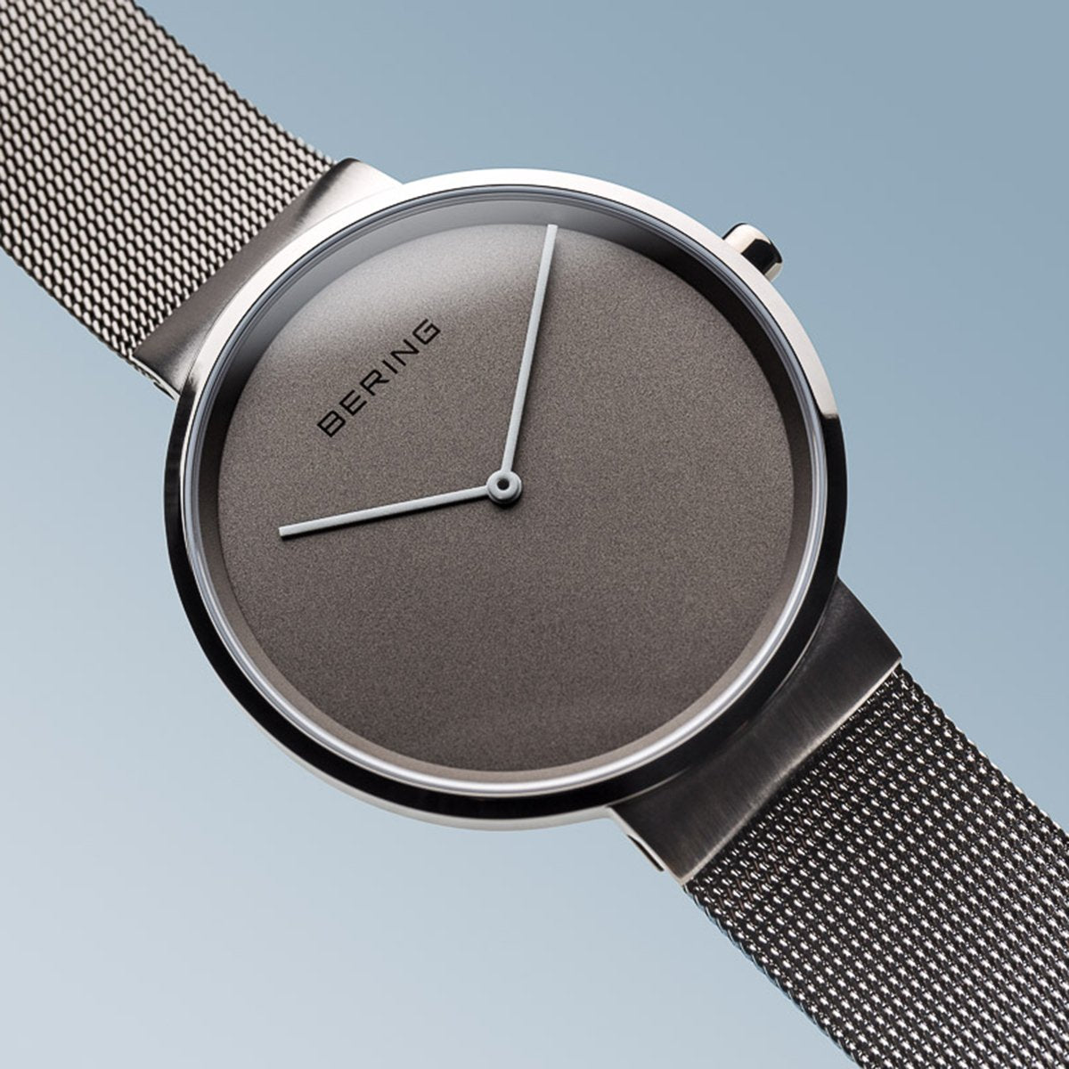 Bering Classic Brushed Silver 39mm Grey Mesh Watch