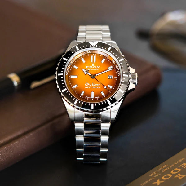 Edox Skydiver Automatic Orange Dial Men's Watch 801203NMODN