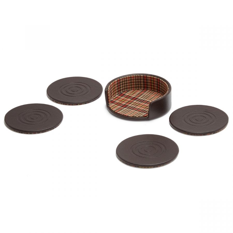 Wolf WM Brown Set of 4 Coasters with Case