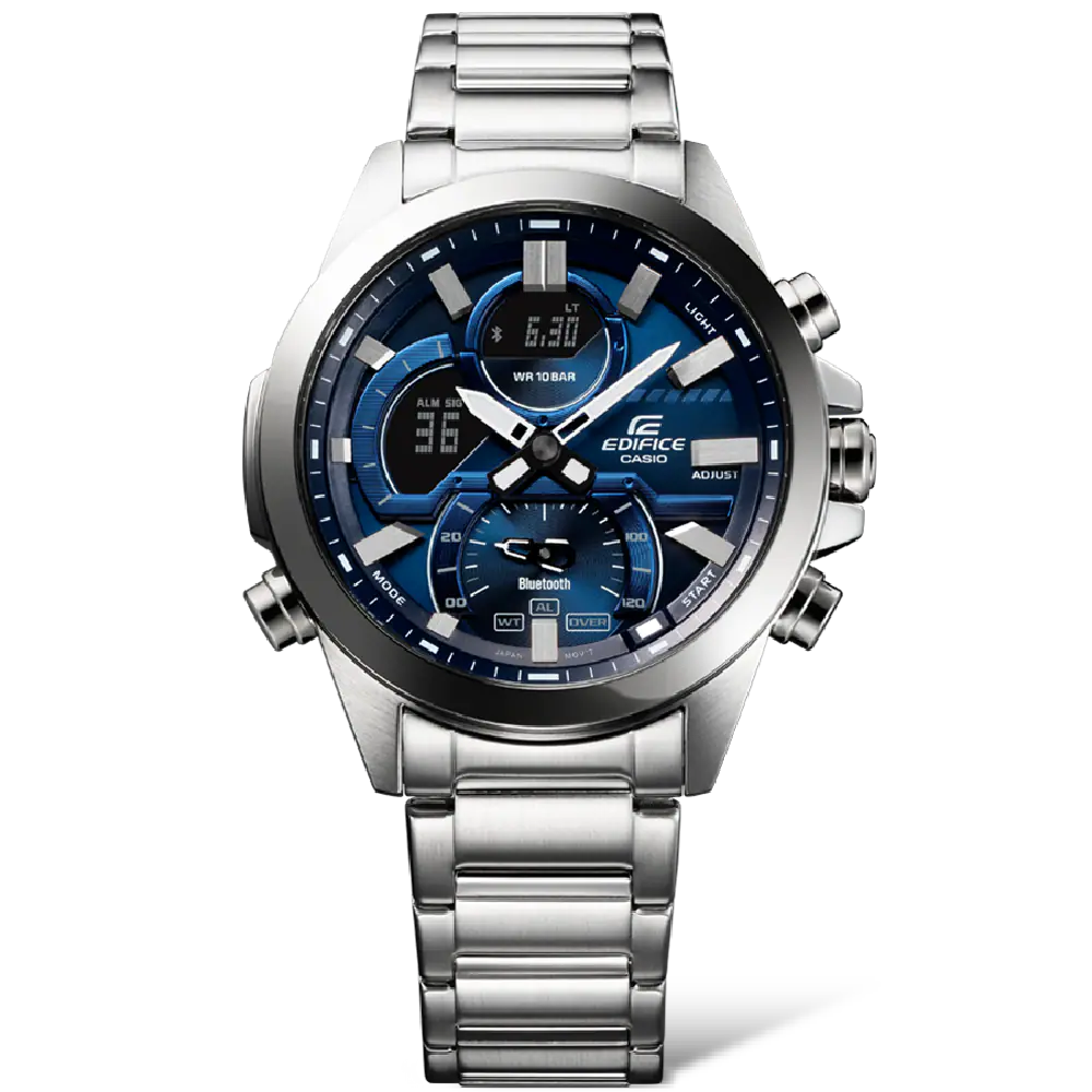 Casio Edifice Smartphone Link Model Blue Dual Dial Watch ECB30D 2A Watch Direct