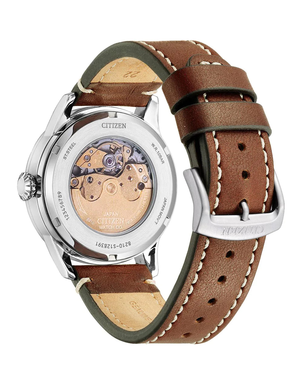 Citizen Automatic Leather Strap Brown Dial Watch NJ0160-10Z