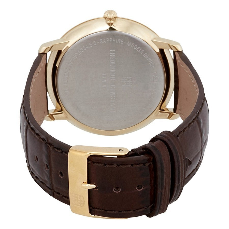 Frederique Constant Slimline White Dial Brown Leather Mens Watch