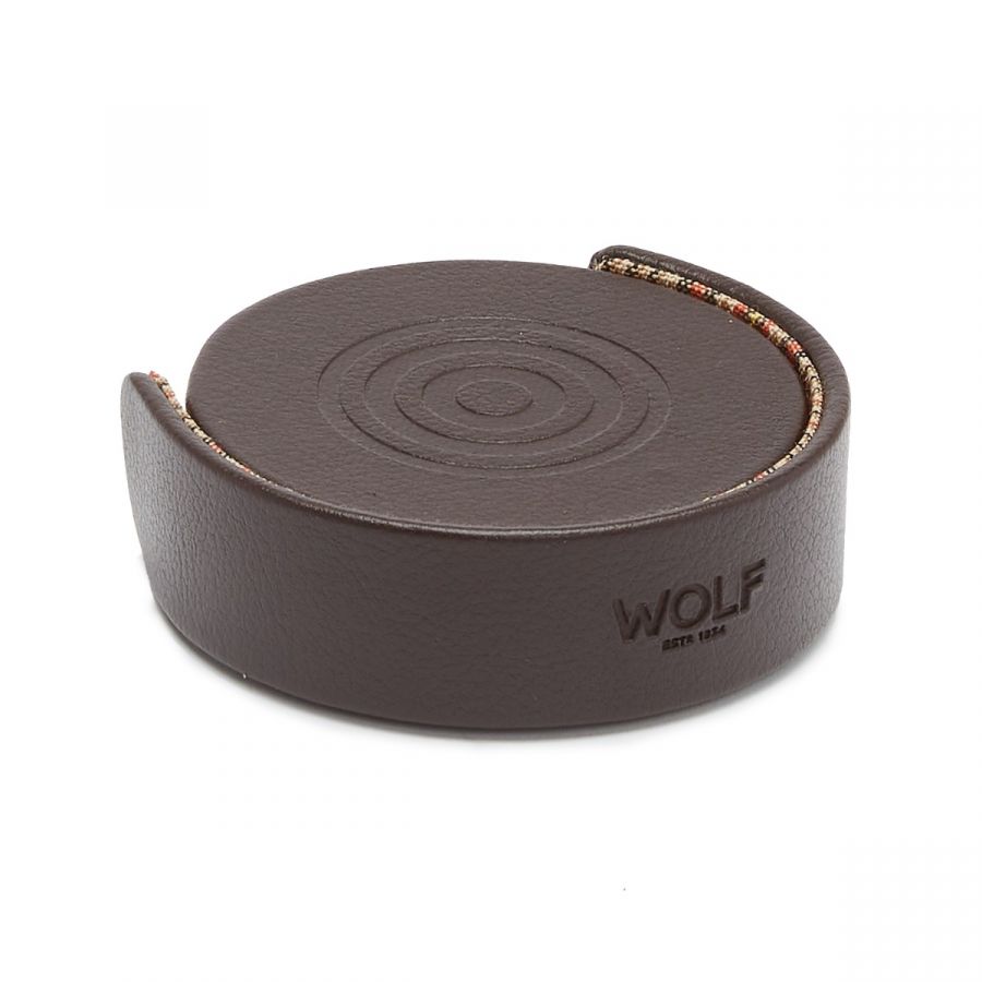 Wolf WM Brown Set of 4 Coasters with Case