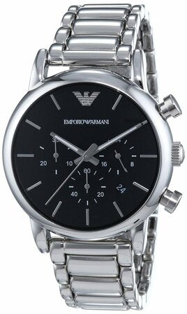 Emporio Armani LUIGI Men's Stainless Steel Chronograph Black Dial Watch