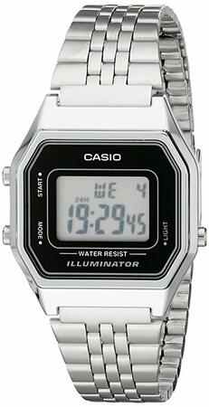 Casio Ladies Mid-Size Silver Tone Digital Retro Watch La-680Wa-1Df