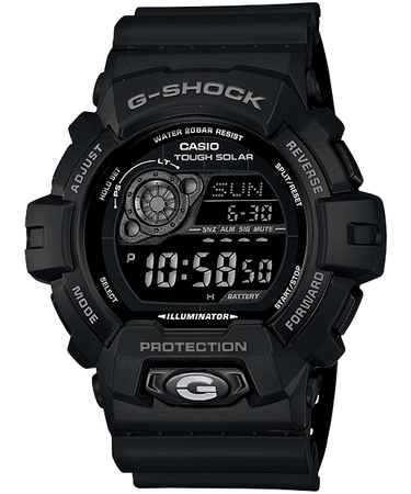 Casio Mens Gr8900A-1 G-Shock Tough Solar Digital Black Resin Sport Watch