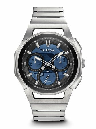 Bulova Curv Blue Dial Chronograph Watch 96A205