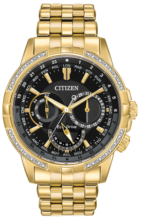 Citizen World Time Diamond Set Gold Men's Watch BU2082-56E