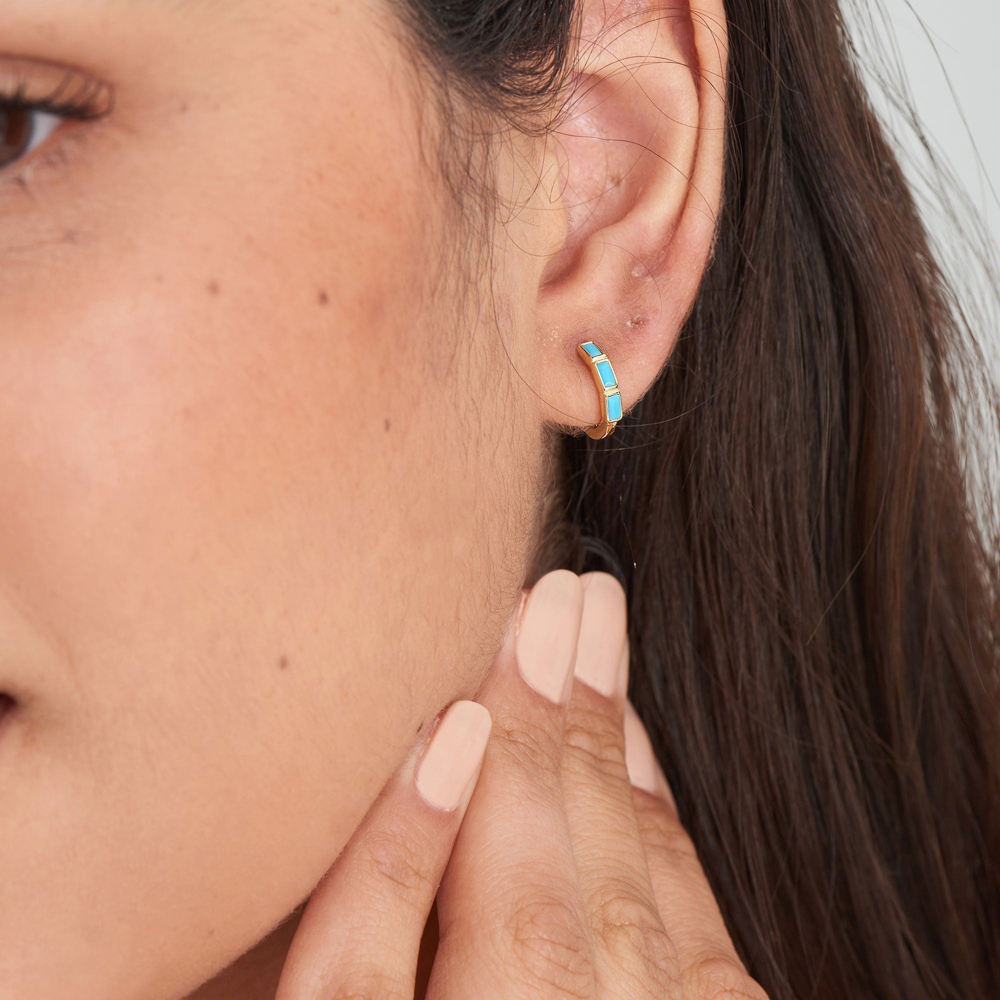 Ania Haie Turquoise Gold Huggie Hoop Earrings