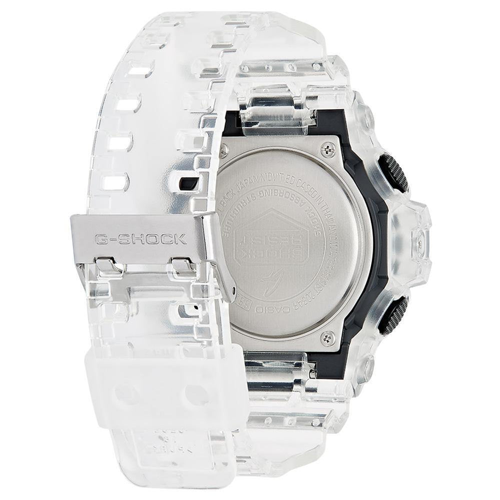 Transparent G-Shock watch with visible internal components.