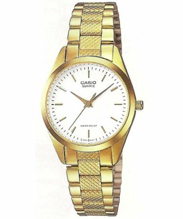 Casio Analog Quartz Gold Tone White Dial Ltp-1274G-7A Womens Watch
